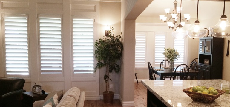 Orlando shutters in dining room and living room